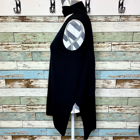 Women’s HANNAH V-Neck Black Tunic Knit Sweater Long Top w/ Neck Tie Size Medium - Picture 4 of 8